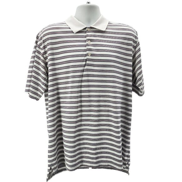 Peter Millar Other - Peter Millar Striped White Blue Polo Golf Shirt Mens Large
